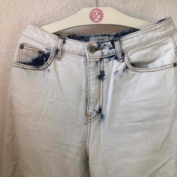 SOURCE UNKNOWN Brand White Bleached ACID WASHED Cotton Jeans High Rise gold - Picture 8 of 8